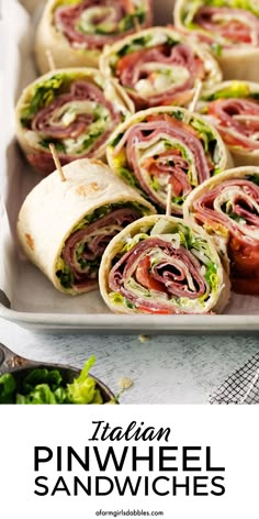 pinwheel sandwiches on a sheet pan Italian Pinwheel, Catering Sandwiches, Easy Picnic Food, Pinwheel Sandwiches, Italian Chopped Salad, Cocktail Dinner, Ancient Grains