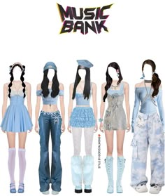 Kpop Clothes, Outfit Concert, Blue Gingham Dress, Performance Outfits, Side Ponytail, Lace Trim Shorts, Blue Mini Dress