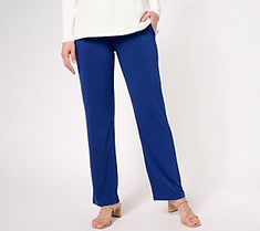 For a soft, stretchy feel that hugs you in all the right places, these straight leg pants easily transition from casual to dressy. A go-to staple in your year-round wardrobe. From Susan Graver. Casual Straight Hem Dress Pants, Comfort Stretch Straight Pants For Fall, Chic Comfort Stretch Pants For Loungewear, Business Casual Stretch Pants With Elastic Waistband, Versatile Comfort Stretch Pants With Straight Hem, Spring Wide Leg Elastane Pants For Loungewear, Stretch Straight Hem Pants For Loungewear, Stretch Loungewear Pants With Straight Hem, Comfort Stretch Solid Color Pull-on Pants