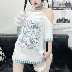 44750275412227|44750275444995|44750275477763 Taobao Brands, Anime Y2k, Preppy Mode, Gothic Harajuku, Women Cartoon, Y2k Aesthetic Outfits, Shirts Women Fashion, Cartoon Outfits, Trendy Summer Outfits