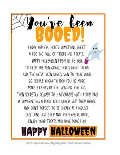 a halloween poem with the words you've been booed