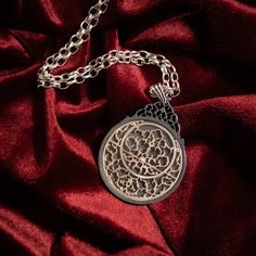 Inspired by ancient artistry, this sterling silver medallion pendant is a true work of wearable art. Designed and produced by WM Design™️, the intricately carved filigree design reveals delicate patterns and layered textures, evoking the grandeur of historical relics and architectural details. The darkened patina finish accentuates the fine detailing, lending the pendant an aged, antique feel that suggests a storied past. Suspended from a substantial chain, this statement necklace is perfect for Necklace Luxury, Antique Filigree, Filigree Pattern, Mens Jewelry Necklace, Necklace Antique, Forever Jewelry, Filigree Design, Jewelry Ring Box, Sterling Silver Necklace Pendants