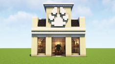 an image of a house made out of minecraft blocks with the front door open