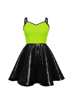 This Super Techno Bodice/Black Sequin Show Choir Dress features a sweetheart neckline bodice with a fully lined, all-over black sequin circle skirt and comes with black attached spandex briefs. Bra foam liner supports neckline and creates beautiful shape. Show Choir Dress Features Choose PrePaks & Save 30% Youth 10C-14C and Adult Plus (3XL-7XL) always available upon request! Special colors available upon request Black sequin circle skirt fully lined Sweetheart Neckline Step-in, no zipper Bra foa Green Fitted Dress With Boned Bodice, Fitted Green Dress With Boned Bodice, Fitted Black Mini Dress With Contrast Sequin, Black Mini Dress With Sequins And Fitted Bodice, Black Fitted Mini Dress With Contrast Sequin, Sleeveless Dress With Contrast Sequins And Fitted Bodice, Black Fitted Dance Dress, Black Fitted Dress For Dance, Sweetheart Neckline Dress For Costume Party