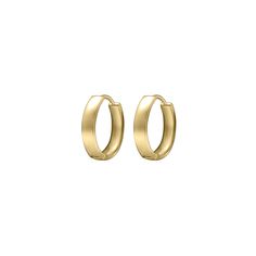 Must have dainty gold huggie hoops. The secure huggie closure ensures that they stay comfortably in place throughout the day. Dimensions: 11 mm x 1.7 mm Material: 14k Solid Gold Must Haves, Solid Gold, Makeup, Gold