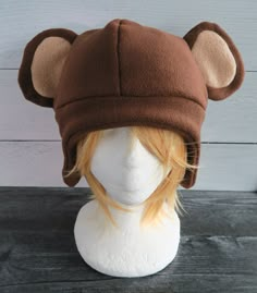 Monkey Fleece Hat Animal Hat Patterns To Sew, Wurm Hat Pattern, White Owl Hat, Ghetsis Hat, Kissy Missy Hat, Cute Cheap Hats With Ears, Cheap Cute Knit Hats, Kids Silly Hat, Cheap One Size Fits Most Hats With Cat Design