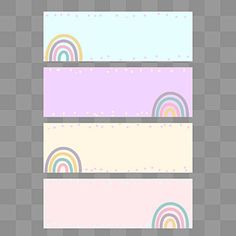 three pastel rainbows and dots on a gray background