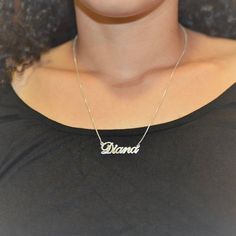 ✅Any one name made for you on this wonderful classic 14k white gold name necklace.✅Order any name! Simply send me a note in the "message to seller" section of your order form.✅ All Solid 14k White gold nameplate and chain. Not plated, not filled...real gold.✅ .4 mm pendant thickness.Cchoose your chain length from the above menu,----------Shipping----------➡4- 5 business days to hand make the necklace just for you. ➡10 days for FREE STANDARD USPS shipping. In a rush? Choose DHL express upon check Classic Pendant Name Necklace For Anniversary, Engraved White Gold Custom Nameplate Necklace, Classic Name Pendant Necklace, Anniversary White Gold Name Pendant Necklace, Classic Pendant Necklace With Name, Personalized White Gold Nameplate Necklace, Classic Engraved Nameplate Necklace, Sterling Silver Jewelry With Names In White, Custom Nameplate Necklace In White