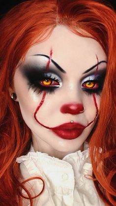 Makeup Clown, Fantasy Make-up, Halloween Make-up Looks, Halloween Nails Diy, Creepy Halloween Makeup