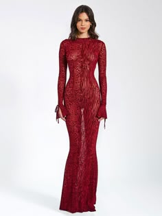 Waylynn Burgundy Burnout Velvet Detail Mesh Backless Maxi Dress – Miss Circle Miss Circle Dress, Satin Corset Dress, Backless Maxi Dress, Velvet Burnout, Burnout Velvet, Fishtail Dress, Backless Maxi Dresses, Mermaid Silhouette, Mode Inspo