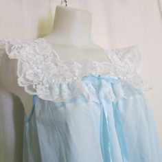 "Old Fashioned Cotton blend Nightgown NEW Deadstock Oh my this is a beauty!  Look at the lovely lace Highest quality Elise Stevens Made in USA Gorgeous romantic nightie in sweet and feminine palest blue Roomy and comfy too MEDIUM  16\" shoulder Length 40\" 42\" bust, 54\"hip For a special girl! https://www.etsy.com/shop/BelindasStyleShop" Victorian Nightgown Romantic Cotton, Vintage Nightgown For Wedding Night, Spring, Light Blue Lace Trim Nightgown, Vintage Blue Nightgown For Home, Vintage Light Blue Summer Nightgown, Girls Night Dress, Baby Leopard, Vintage Nightgown, Red Tie