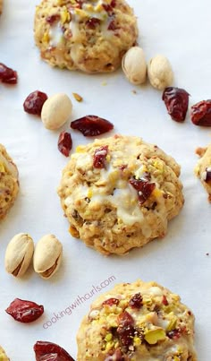 cookies with nuts and dried cranberries on top