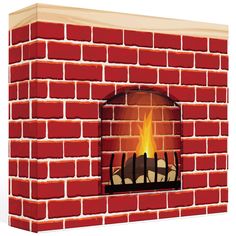 a brick wall with a fire burning in it