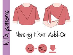 the front and back views of a nursing shirt