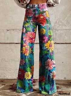 Olivia Mark - Casual Lightweight Wide Leg Pants with Denim-Inspired Design Butterfly Pants Outfit, Butterfly Pants, Women Vacation, Essential Fashion, Vacation Fashion, Comfortable Pants, Y2k Sweater, Vacation Vibes, Fall Theme