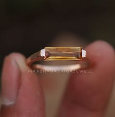 "Citrine Hydro Ring, 18k Rose Gold Vermeil, Stackable Ring, Rectangular Stone, Yellow Citrine  Bar Ring, Minimalist Ring, Engagement Ring SHOP LINK:- https://www.etsy.com/shop/MaaShabashibaJewell?ref=seller-platform-mcnav 》D E T A I L S《 Gemstone: Citrine Hydro                     Gem Color: Yellow                      Gem Shape: Rectangular                         Gem Category: Cut                    Metal: 925 Sterling Silver Purity: 925 Parts Per 1000 Setting Type: Channel Set Silver Polish: High Ring Size: All Size Available Please note that there Can be slight variations in stone texture and color shades in the actual product that you receive. The stone quality or grade will be the same. Because We Use Natural Stones And All Natural Stones Are Not Of Same Textured. All Our Jewelry Is Yellow Gems, Bar Ring, Yellow Citrine, Stone Texture, Ring Minimalist, Minimalist Ring, Stackable Ring, Shop Engagement Rings, Minimalist Rings