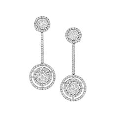 Elevate your style to new heights with the Geraldo 2.95 Carat Diamond White Gold Invisible Setting Earrings, a true masterpiece of jewelry design. These stunning earrings feature 2.95 carats of round diamonds, all set in a combination of invisible and pavé settings. The diamonds used in these earrings are of the highest quality, with a VS-VVS/F grade, and the earrings are crafted from the finest 18k white gold for a timeless and elegant look. These earrings' unique invisible setting technique cr Timeless Platinum Drop Earrings, Platinum Brilliant Cut Drop Earrings, Timeless Brilliant Cut Diamond Evening Earrings, Timeless Brilliant Cut Diamond Earrings For Evening, Timeless Diamond Earrings With Brilliant Cut For Evening, Fine Jewelry Platinum Diamond Drop Earrings, Fine Jewelry Bridal Drop Earrings With Brilliant Cut, Elegant Gia Certified Drop Earrings, Gia Certified Classic Evening Jewelry