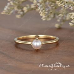 4mm Akoya Pearl Engagement Ring Yellow Gold Plain Band Women Ring Mini Pearl Art Deco Simple Ring Anniversary Ring Bridal Women Promise Gift ▶ Ring Details: ※Metal: Silver or 14K Solid Gold (Rose, White, or Yellow) ※Center Stone: Akoya Pearl, 4mm ※Band Width: approximately 1.5mm ▶Tips: ※accept return and exchange for normal orders. All returns are now eligible for a full refund! ※ Ring Size: All ring sizes are available, please contact me ※Material: As for material options - 14KW means 14k White Handmade Open Ring For Wedding, Wedding Jewelry In Yellow Gold Sterling Silver, Gold Pearl Ring With Birthstone For Fine Jewelry, Handmade 14k Gold Jewelry For Weddings, Rose Gold Pearl Ring With Gemstone For Gift, Rose Gold Pearl Ring Gemstone Gift, Rose Gold Pearl Ring Gift, Rose Gold Gemstone Pearl Ring Gift, 14k Gold Stackable Wedding Jewelry