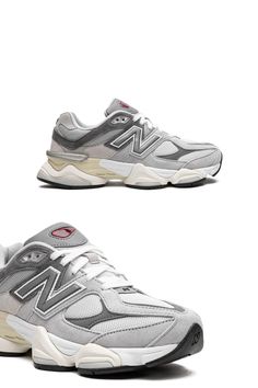 The New Balance 9060 features an innovation-driven design - in grey and white tones. This pair reinterprets familiar elements from the classic 99X models with a warped sensibility inspired by the proudly futuristic and visible tech aesthetic of the 2000s era. It comes with wavy lines and scaled-up proportions on a sculpted chambered midsole placing an exaggerated emphasis on the familiar cushioning platforms of ABZORB® and SBS. New Balance 9060 Rain Cloud, 2000s Era, New Balance 9060, Tech Aesthetic, Rain Cloud, Wavy Lines, Rain Clouds, Versace Outfit, The 2000s