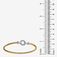 Features: Quick ShipCircumference: 7 1/4 InchJewelry Closure: Hook ClaspSetting: PaveStone Cut: RoundStone Millimeter Measurement: 1.25 Mm Width, 1.25 Mm LengthMetal Color: Two ToneCare: Wipe CleanStone Type: 32 Cubic ZirconiaBracelet Type: Bangle BraceletsMetal: 18k Gold Over SilverCountry of Origin: Imported Charles Garnier, Bracelets Bangle, Silver Bangle Bracelet, Silver Bangle Bracelets, Silver Bangle, Silver Bangles, Bangle Bracelet, Bangle Bracelets, Cubic Zirconia