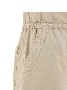 100% Cotton Beige Bermuda Bottoms With Elastic Waistband, Beige Wide-leg Shorts With Elastic Waistband, Beige Wide Leg Shorts With Elastic Waistband, Beige Bermuda Bottoms With Side Pockets, Beige Short Bottoms With Patch Pockets, Beige Short Bottoms With Side Pockets, Chic Straight Leg Shorts With Pockets, Beige Short Bottoms With Hip Pockets, Yoga Wear