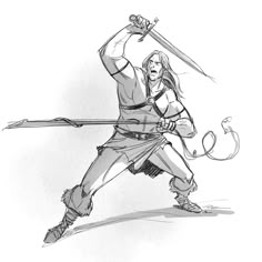 Viking Pose Reference, Warrior Pose Sketch, Poses With Greatsword, Viking Cartoon Character Design, Longsword Pose Ref, Warrior Pose, Make A Character, Man Character, Viking Art