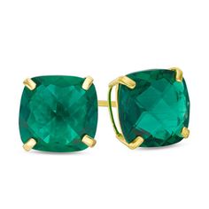 Share your love for her on her May birthday with these sparkling fashion solitaire stud earrings. Crafted in 10K gold, each earring features an 8.0mm cushion-cut lab-created verdant-green emerald. The perfect touch paired with most any attire, these fresh and fun post earrings are buffed to a brilliant luster and secure comfortably with friction backs. Love For Her, May Birthday, Emerald Earrings Studs, Lab Created Emerald, Solitaire Studs, Emerald Earrings, Emerald Stone, Christmas Sale, Earring Backs