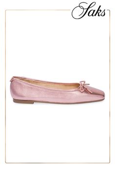 The perfect slip on for easy-chic looks, this new ballet flat is made of buttery soft nappa leather that wraps the foot ensuring complete freedom of movement. The flexible sole confirms absolute comfort, while the dainty bow, delicate stitching and square-toe silhouette elevate the feminine lines. Nappa upper Rubber sole Square-toe Flat heel Imported Easy Chic, Ballet Flat, Metallic Leather, Nappa Leather, Ballet Flats, Apparel Accessories, Rubber Sole, Light Pink, Stitching