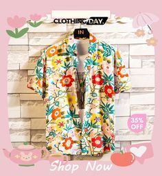 Men's Fashion Floral Print Large Size Loose Short Sleeve Shirt Printed V-neck Hawaiian Shirt For Summer, Multicolor V-neck Shirt For Summer, Summer Casual Collar Cotton Blouse, Summer Cotton Blouse With Casual Collar, Spring V-neck Hawaiian Shirt, Summer V-neck Printed Hawaiian Shirt, Multicolor V-neck Summer Shirt, Summer Printed Shirt With Casual Collar, Multicolor Collared Hawaiian Shirt For Spring