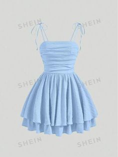 Cute Cheap Dress, Dresses 12-13, Blue Aesthetic Dress Short, Cute Simple Formal Dresses, Cute Short Blue Dresses, Cute Dresses For A Middle School Dance, Cute Morp Dresses, Cute Blue Homecoming Dresses, 7th Grade Dresses Dance