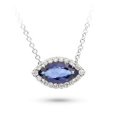 CENTER SAPPHIRE INCLUDED This sapphire and diamond necklace is a staple item in a girl's jewelry wardrobe. The sapphire makes this necklace the perfect Something Blue for wedding gift. This necklace has a 4 mm sapphire and can be made in any metal choice and comes complete with a 16in chain. Sapphire Diamond Necklace For Formal Occasions, Formal Sapphire Diamond Necklace In Fine Jewelry Style, Classic Sapphire Diamond Necklace With Brilliant Cut, Formal Sapphire Diamond Necklace, Classic Diamond Necklace With Sapphire, Sapphire Necklace With Diamond Accents And Round Cut, Sapphire Diamond-cut Diamond Necklace, Sapphire Diamond Necklace With Diamond Cut, Diamond White Sapphire Pendant Necklace