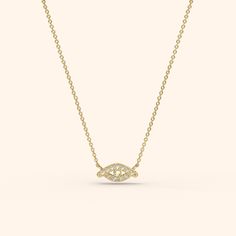 Elevate Your Style with Our Exquisite 14k Gold Diamond Evil Eye Necklace! 💎👁️ Get Ready to Dazzle and Ward off Negativity - Shop Today for Unbeatable Glamour! 💎 14k Solid Gold 💎 Waterproof Sweatproof 💎 Diamonds: 11 Genuine Diamonds 1.1mm and 1 Genuine Diamond 1.5mm. 💎 Diamonds: F-G SI1 💎 Total ct weight: 0.07ct 💎Pendant's Dimensions: 10.80mm x 4.90mm.  💎 Solid Gold Chain 1.1mm thick Solid gold pieces are made to last forever. Since gold is one of the least reactive metals, it scratches less and doesn't wear out as easily. 14k/9k gold will not oxidize or discolor, so you can wear your jewelry every day, everywhere. - Diamonds My diamonds are ethically sourced from suppliers who follow conflict-free and socially responsible practices. - I only work with high-quality, enduring materi Diamond Eyes 14k Gold Necklace, Gold Marquise Necklace With Delicate Chain, 14k Yellow Gold Necklace With Diamond Eyes, Classic Gold Jewelry With Diamond Eyes, Gold Marquise Diamond Necklace For Gift, Gold Marquise Jewelry Stamped 14k, Classic Yellow Gold Necklaces With Diamond Eyes, Classic Yellow Gold Necklace With Diamond Eyes, Classic Yellow Gold Jewelry With Diamond Eyes