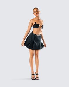 Nothing beats a classic black pleated mini skirt 😍 Crafted from stretch suiting and complete with a fully lined design - this is the type of skirt that will forever be a timeless and versatile piece for all baddies 🖤 Edgy Fitted Pleated Mini Skirt, Pleated Mini Tennis Skirt For Party, Edgy Pleated Mini Skirt, Edgy Pleated Skort For Night Out, Party Pleated Mini Tennis Skirt, Flirty Pleated Skirt For Party, Black Pleated Tennis Skirt For Party, Edgy Pleated Mini Skort, Edgy Fitted Pleated Skort