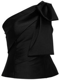 black signature stretch Mikado bow detailing one-shoulder sleeveless concealed side zip fastening straight hem Fest Outfits, Red Mini Skirt, Effortlessly Chic Outfits, Model Outfits, Fashion Attire, Kpop Fashion Outfits, Dressy Tops, Black Outfit, Classy Outfits