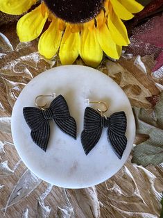 Handmade Clay Bow Earrings - Etsy Black Bow Jewelry Gift, Black Bow Jewelry For Gifts, Black Bow Jewelry For Gift, Black Bow Earrings For Party, Black Bow Earrings As Gift, Black Bow Earrings For Gift, Black Bow Earrings For A Gift, Clay Diy Projects, Bow Earrings