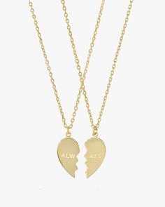 'ALWAYS' BFF HEART NECKLACES - Shop Cupcakes and Cashmere Necklaces Friendship, Bff Heart, Two Necklaces, Heart Necklaces, Friendship Necklaces, Couple Necklaces, Cupcakes And Cashmere, Gold Plated Silver, Heart Necklace