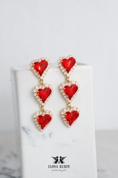 Red Chandelier Earrings, Red Pink Long Earrings, Bridal Red Drop Earrings, Heart Crystal Drop Earrings, Pink Red Heart Earrings - Etsy Red Drop Earrings For Valentine's Day, Red Dangle Crystal Earrings For Anniversary, Elegant Red Earrings With Heart Charm, Elegant Red Double Heart Earrings, Elegant Red Heart Charm Earrings, Red Heart Beads Dangle Earrings, Red Dangle Chandelier Earrings For Anniversary, Red Chandelier Earrings For Anniversary, Red Heart Drop Earrings For Wedding