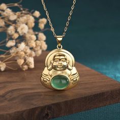 As a gift for your loved ones, this limited-stock Buddha Cyan Jade Success Pendant Necklace will be perfect!What does jade symbolize?⭐ Prosperity ⭐ Abundance ⭐ Luck ⭐Jade has been long known and valued for its beauty and powers of healing as well as protection. Its widely regarded as a very important stone, especially if doing business, transacting with a client, closing a sale, or conducting any kind of business deal. It is believed that Jade will help you maintain a positive attitude towards m Spiritual Jade Jewelry Gift, Spiritual Jade Jewelry For Gifts, Jade Pendant Jewelry As A Gift, Gold Jade Necklace Gift, Gold Jade Jewelry For Good Luck, Jade Jewelry For May Birthstone Gift, Spiritual Jade Necklace Gift, Spiritual Jade Jewelry For Good Luck, Symbolic May Birthstone Jewelry As Gift