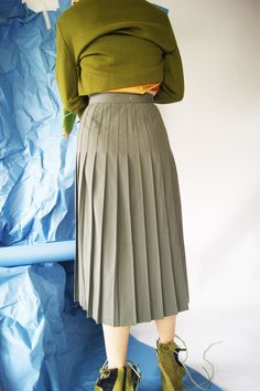 Elegant 1940's Pleated Midi Skirt Measurements: waist-26'', hips-48'', length-31'' Fits sizes S (US), please check the measurements above and our size chart Perfect Condition Vintage from the late 1940's 100% wool Each of the item in our store has been restructured, remade and redesigned. Each clothing is truly unique because it is vintage and new design at the same time. We inspect each item for the flaws, spots and signs of aging and select the best items that could become a material for our n 1940s Pleated Skirt, Vintage Pleated Skirt Outfit, Fitted Accordion Pleats Daywear Skirt, Fitted Accordion Pleated Skirt For Daywear, Fitted Accordion Pleats Pleated Skirt For Daywear, High Waist Retro Pleated Skirt, Vintage Long Lined Skirt, Classic Full Skirt Bottoms With Accordion Pleats, Vintage Long Skirt With Relaxed Fit