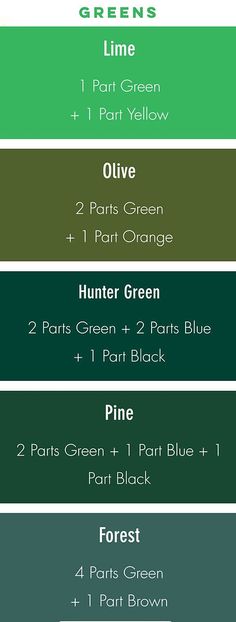 the color chart for different shades of green