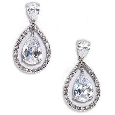 Glowing with elegance, these pear shaped drop earrings make a stellar addition to your formal wear. From traditional to sassy, the cubic zirconia sparkle with any style gown you choose. Cubic Zirconia .75" Long and .5" Wide Pierced, Sterling Post Rhodium Silver Plating Elegant Earrings for you or your Bridal Party. The perfect pair and the perfect gift too. 3D Virtual Product Tour, Product Demo, and Product Video: Unique Bridal Jewelry, Flower Girl Jewelry, Bridal Earring, Bridesmaid Pearls, Bridal Earrings Drop, Cubic Zirconia Bracelet, Bridal Fashion Jewelry, Choker Pendant, Bridesmaid Jewelry Sets