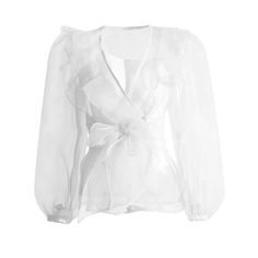 image_4 Modern Womens Fashion, Organza Blouse, Blouse Summer, Elegant Blouses, Organza Fabric, Sash Belt, Puff Sleeve Top, Designer Style, Shirt For Women