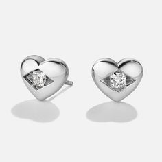 18k White Gold/ Carbon Capture, Heart Shaped Earrings, Recycled Metal, Heart Earrings, 18k Rose Gold, Custom Items, Lab Grown Diamonds, Biodegradable Products, The Future