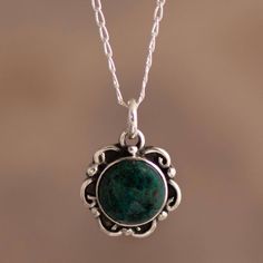 Let the healing powers of chrysocolla calm and cleanse you. Sandra and Lily design this elegant necklace crafted from 925 sterling silver to showcase the blue-green Andean gemstone. The Peruvian mother-daughter team are big believers in the magic of gemstones. Their jewelry is designed to channel the positive energy of these gems into the lives of their wearers. Necklace Green Aesthetic, Silver And Stone Jewelry, Elegant Green Chrysocolla Turquoise Necklace, Elegant Green Turquoise Necklace In Chrysocolla, Elegant Green Turquoise Chrysocolla Necklace, Spiritual Turquoise Necklace With Natural Stones In Sterling Silver, Elegant Chrysocolla Cabochon Necklace, Spiritual Turquoise Necklace With Natural Stones, Chrysocolla Necklace Gift