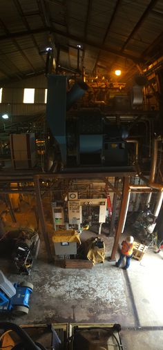 an overhead view of some machinery in a warehouse