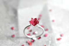 Spinel jewelry in 14K rose gold fill! Woweee I love this gemstone. A deep red Spinel gemstone lotus ring enveloped in pink gold. Spinel is known for its metaphysical energy renewal and vitality. It also closely relates to the Scorpio and Leo Zodiacs and also and August birthstone! Also called Ruby Spinel, it is the newest birthstone of August babies. Also available in sterling silver. This piece is ready to ship in a size 7. Or, hit the custom order button to have one made just for you, to size Spiritual Sterling Silver Rose Gold Rings, Sterling Silver Spiritual Rings In Rose Gold, Rose Gold Sterling Silver Spiritual Rings, Spiritual Sterling Silver Rings In Rose Gold, Spiritual Rose Gold Sterling Silver Rings, Minimalist Ruby Jewelry As A Gift, Minimalist Ruby Jewelry As Gift, Red Sterling Silver Dainty Jewelry, Red Dainty Sterling Silver Jewelry