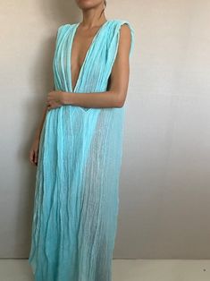 Aqua Blue Dress - Etsy Aqua Blue Dress, Scorpio Rising, Sea Witch, Caftan Dress, Blue Raspberry, Summer Cotton, Survival Skills, Beach Dresses, Aesthetic Food