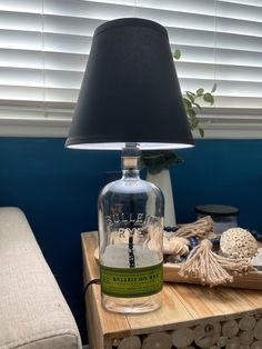 a lamp that is on top of a table