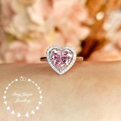 Halo Heart Shaped Pink Diamond Ring 2 Carats 88 Mm Vivid - Etsy Heart Cut Diamond Rings For Proposal, Pink Moissanite Diamond Ring As Gift, Moissanite Round Cut Diamond Ring For Valentine's Day, Pink Moissanite Diamond Ring For Anniversary, Cubic Zirconia Heart Ring For Valentine's Day Proposal, Valentine's Day Moissanite Diamond Ring With Round Cut, Heart Cut Cubic Zirconia Halo Ring, Valentine's Day Proposal Heart Ring In Cubic Zirconia, Valentine's Day Proposal Heart Ring With Cubic Zirconia