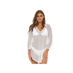 Whether you're poolside or at the beach, you'll love this women's mesh cover-up tunic from Jordan Taylor. Whether you're poolside or at the beach, you'll love this women's mesh cover-up tunic from Jordan Taylor.Finding the perfect fit and size for women's clothing requires basic measurements of your chest, waist, hips and inseam. Use this guide to learn more about sizing and everything Kohl's has to offer in women's fashion. V-neck 3/4-length bell sleeves Sheer mesh constructionFIT & SIZING 32-i Jordan Taylor, Mesh Cover Up, Womens Jordans, Swim Cover, Large White, Womens Swim, Fabric Care, At The Beach, Gender Female